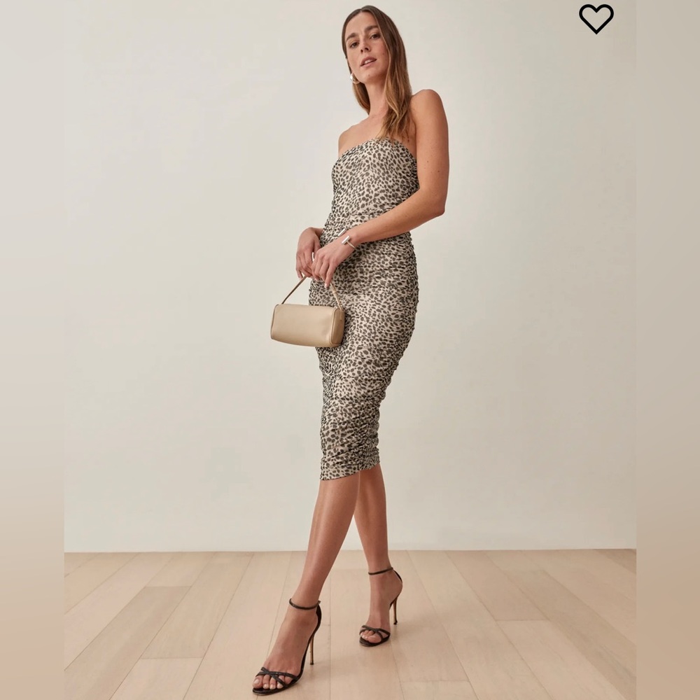 Reformation Shea Knit Dress in Taupe Cheetah size 0